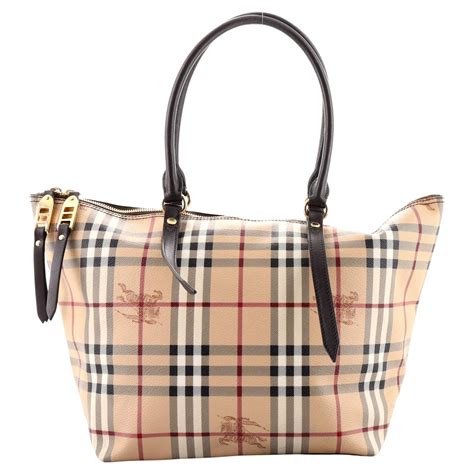 Burberry Haymarket Salisbury Coated Canvas Tote Bag 